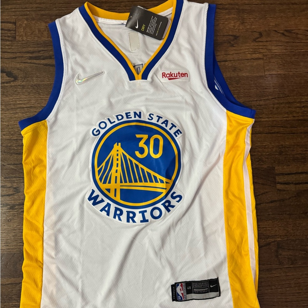 Nike Golden State Warriors White and Yellow Jersey